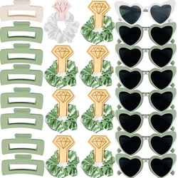 6/8sets Bridesmaid Heart Shape Sunglasses Hair Ties Scrunchies Hair Clips Bachelorette Wedding Bridal Shower Favor Proposal Gift