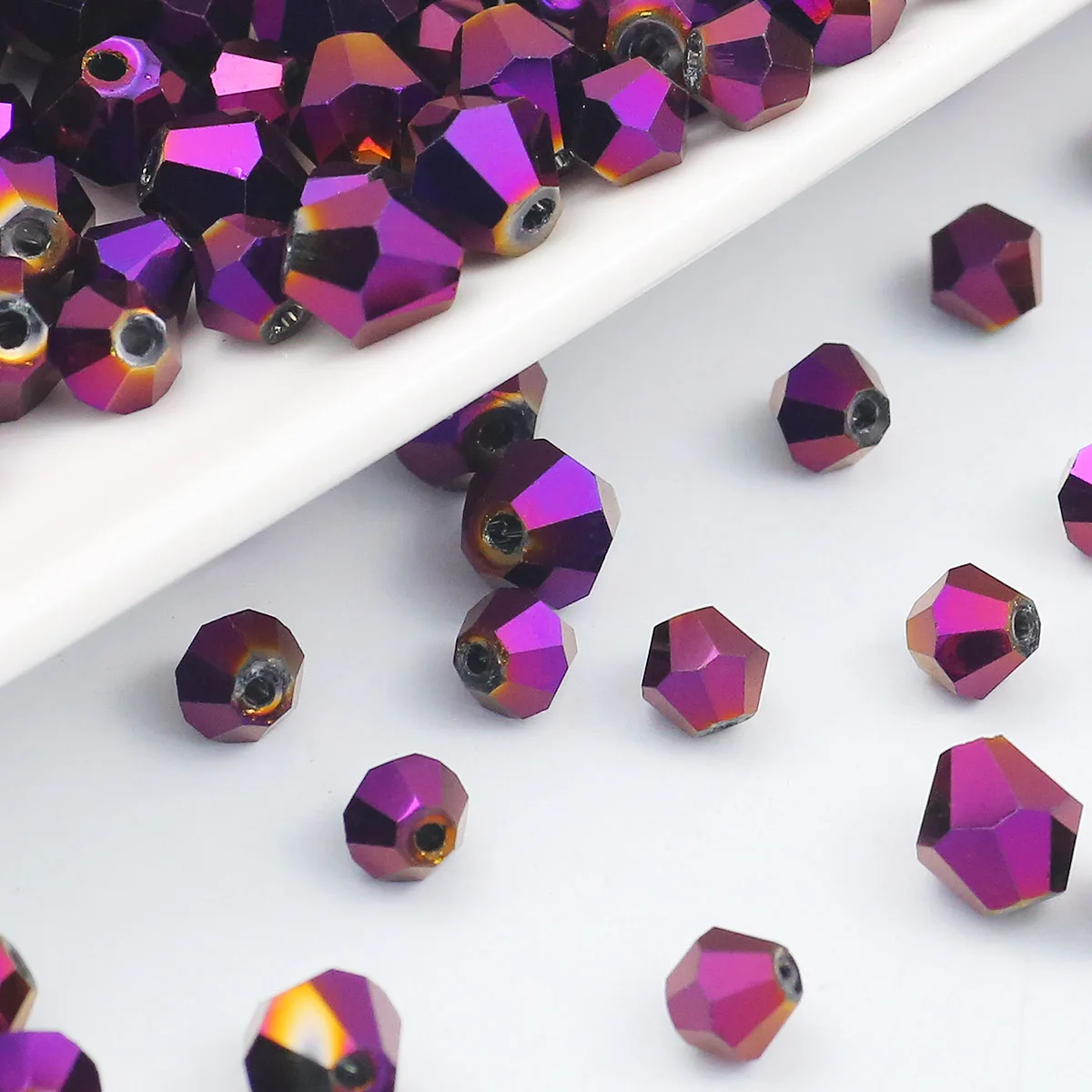 3/4/6/8mm Bicone Purple Austrian Crystals Glass Loose Spacer Beads For Jewelry Making Bracelet Necklace Earrings DIY Accessories