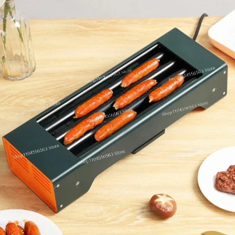 220V Upgraded Mini Desktop Sausage Machine - Red Hot Roller Hot Dog Machine for Home and Dorm