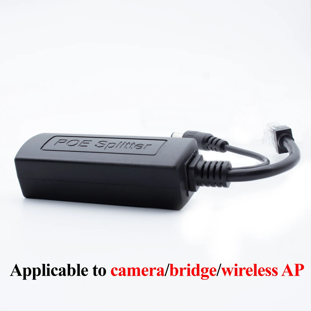 WGWK POE-Splitter, 48 V POE auf DC-Ausgang, 12 V Anschlüsse, Adapterkabel für Netzwerk-IP-Kamera/Wireless AP/CCTV/Arduino mit Ethernet