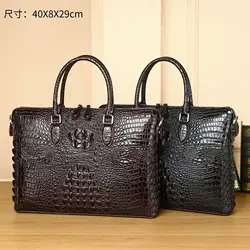 New Briefcase Business Handbag Genuine Crocodile Leather Messenger Bag Men's Single Shoulder Diagonal Cross Bag Large Capacity