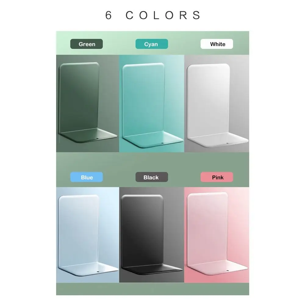 

2Pcs Set Candy Color Bookends Transparent Acrylic Non-Slip Desktop Book Stand Large Solid Color Sturdy Plastic PP