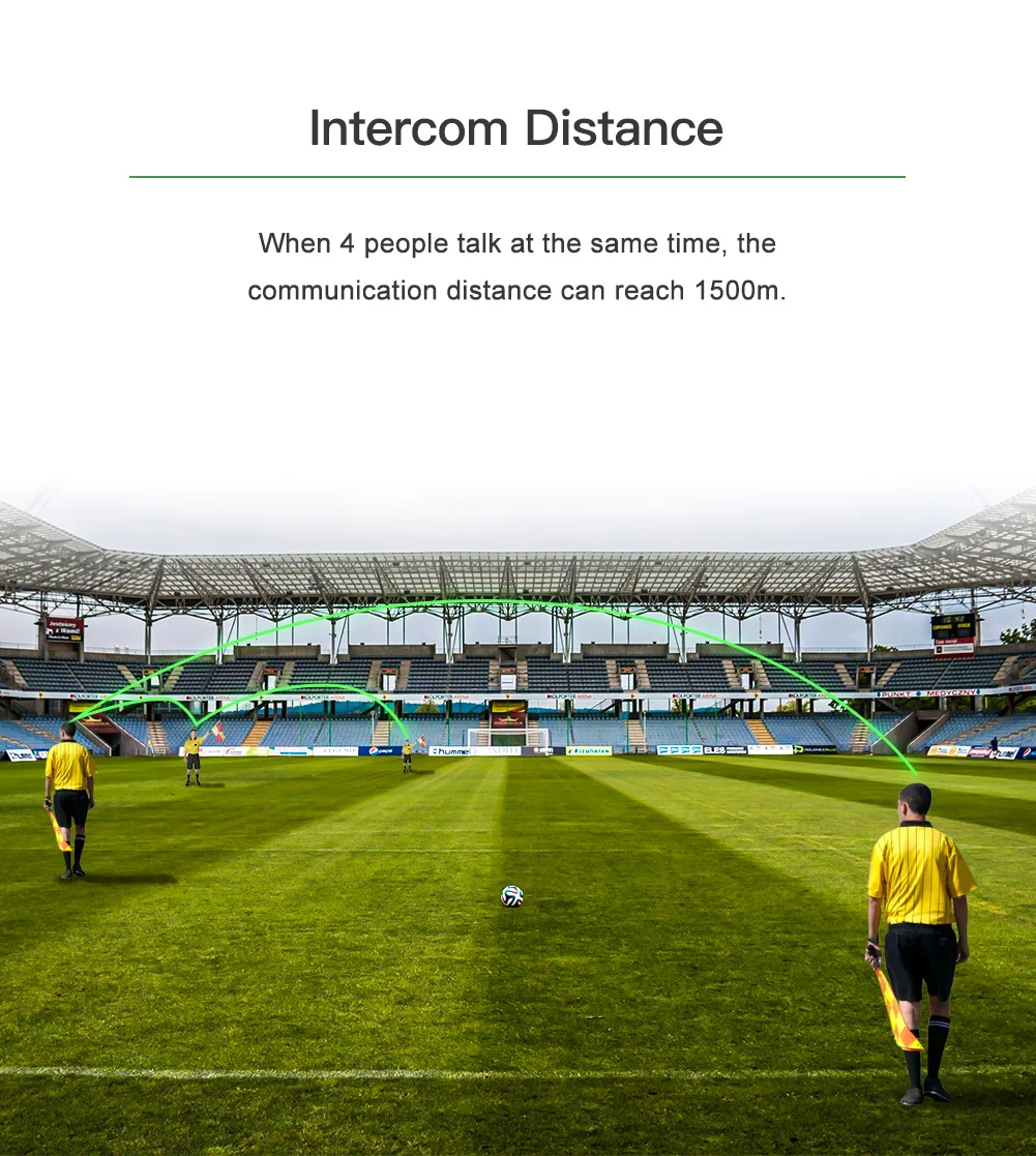 EJEAS FBIM Football Referee Intercom Bluetooth 5.1 1200M 4-way Full Duplex Motorcycle Interphone Wireless Communicator