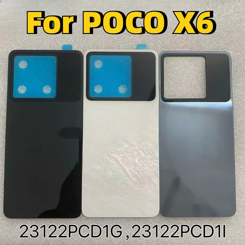 Für POCO X6 23122PCD1G Rückgehäuse Akkuabdeckung Rückdeckel Chassis-Tür mit Kameralinse Smartphone-Ersatzteile
