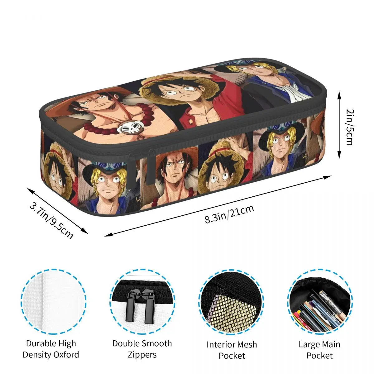 One Piece Ace Luffy Sabo Pencil Case Pen Makeup Bags Girls Boys Large Storage Students School Gift Pencilcases - view 5