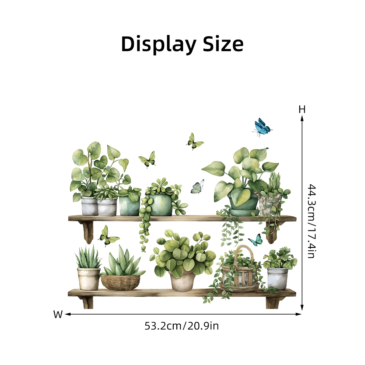 Watercolor Potted Plant Butterflies Wall Stickers for Living Room Decoration Wall Decals Bedroom Kids Home Decor Background