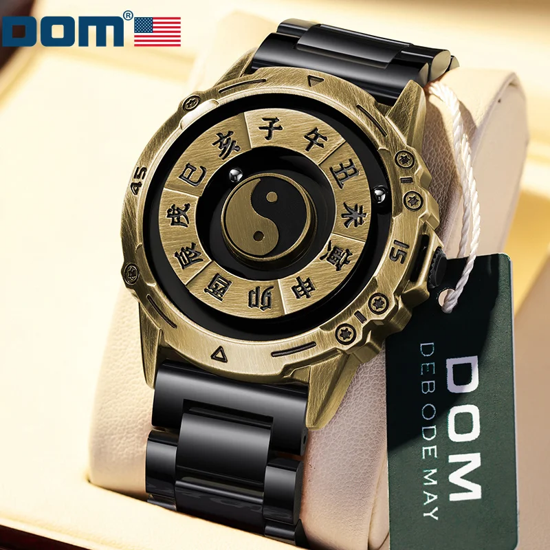 DOM 1737 Original Factory Pilot Magnetic Stainless Steel Strap Metal Men's Fashion Sports Simple Waterproof Quartz Watch