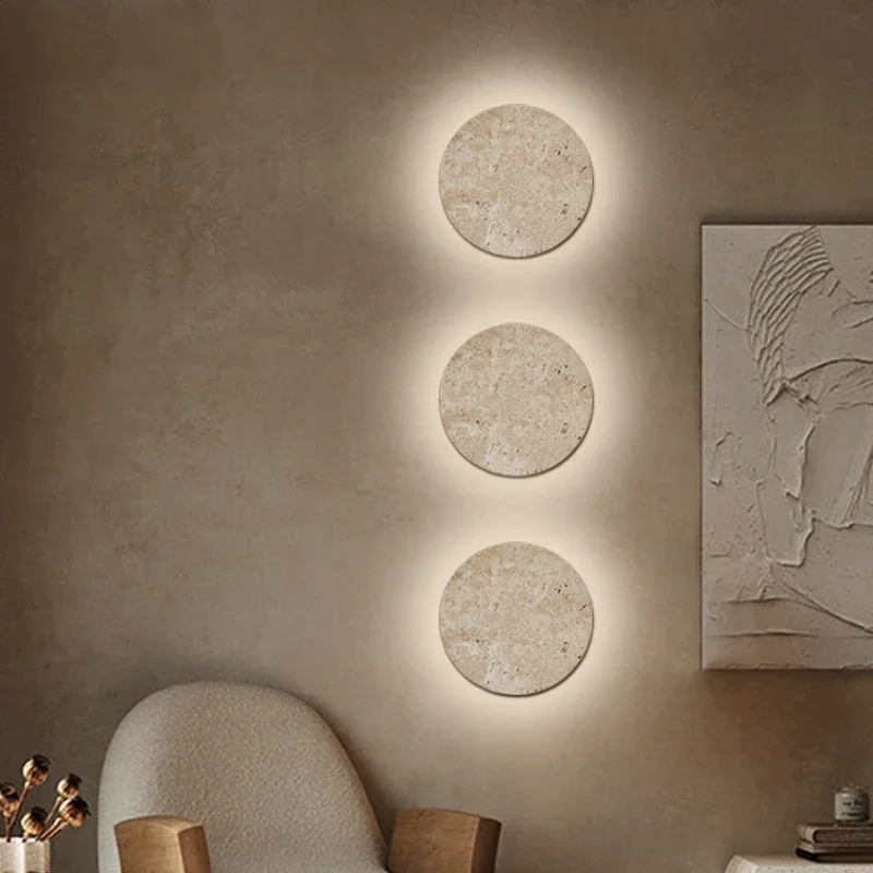 

Natural Round Stone Wall Light Bedside Restaurant Atmosphere Art Decor Sconce 3000K Dropshipping 23/30cm Free Combination