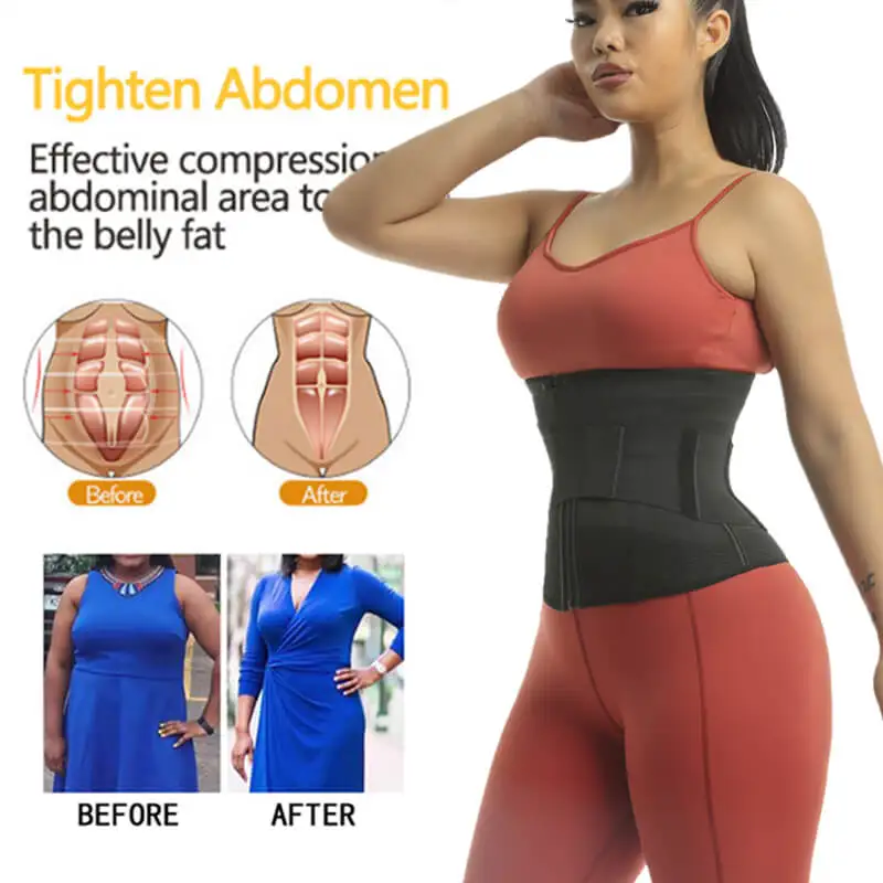 

New Double Compression Waist Trainer for women Adjustable Belly Tummy Control Buckle Waist Wraps Body Shaper Stretch Waist Bands