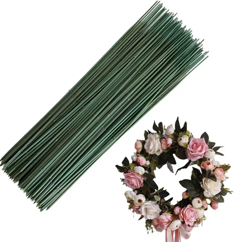 100Pcs 17/25/30cm Artificial Green Flower Stem DIY Floral Material Handmade Wire Stem Accessoies For Wedding Home Decoration