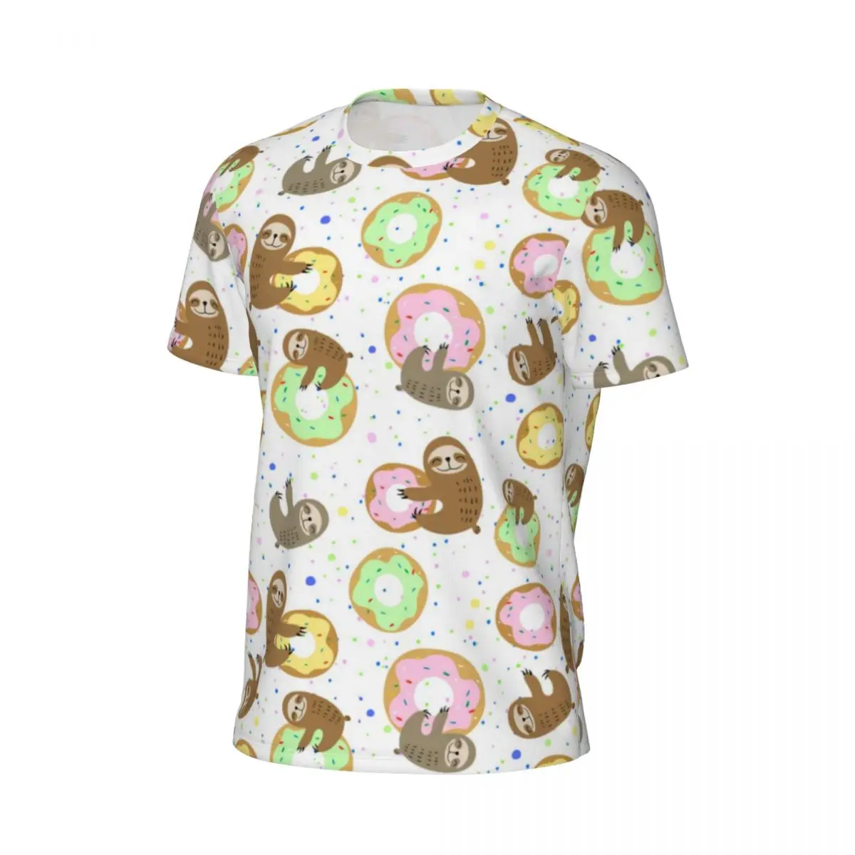 Sprinkle Doughnut Print Sportswear T-Shirt Summer Cute Sloth Street Style T-Shirts Hip Hop Tee Shirt For Men Graphic Clothing