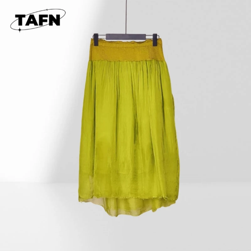 Elegant Women Skirt Soft Texture Midi Skirt Daily Style Ladies Casual Skirt Simple Design High Waist Midi Skirt BC1606