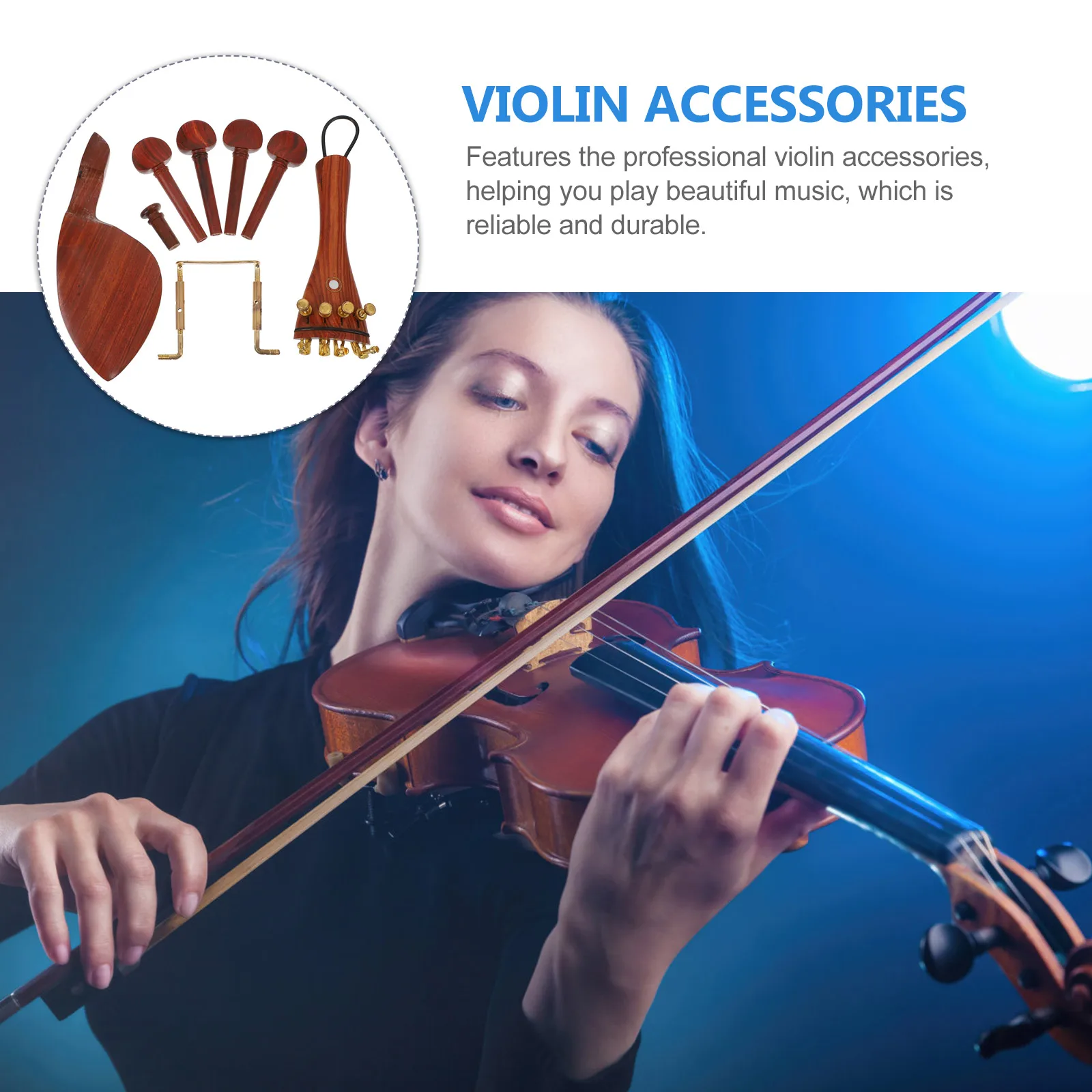 

1 set Wooden Violin Repair Accessories Durable Ebony Chinrest Tailpiece Endpin Replacement Parts Professional Components Set