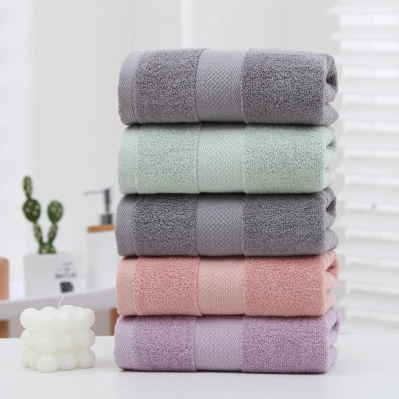100% Cotton Solid Color Absorbent Face Towels 3Pcs Thickened Soft Bath Towel for Hotel Homestay Cozy Non-Shedding Adult Towel