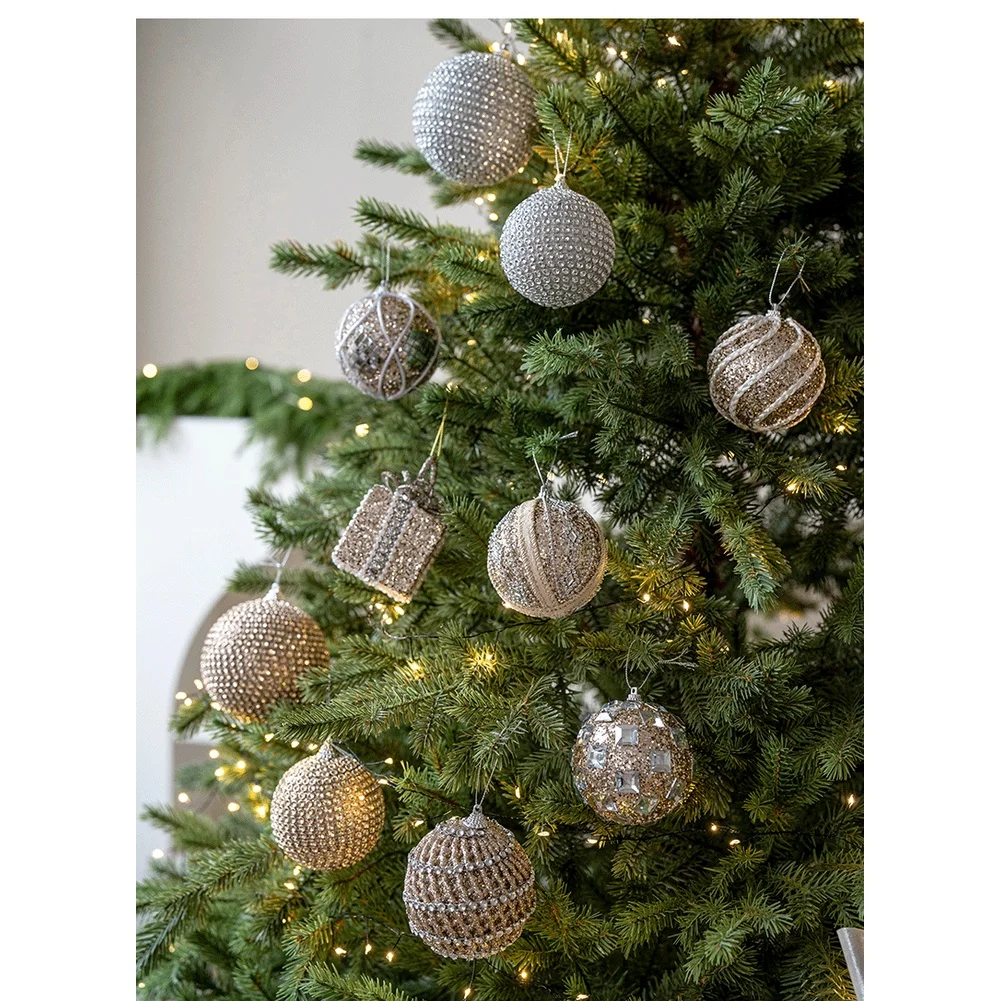 لمجموعة زينة كرة عيد الميلاد من إسفنج الشمبانيا مع طراز حديث وبسيط للشجرة والزينة الاحتفالية الداخلية