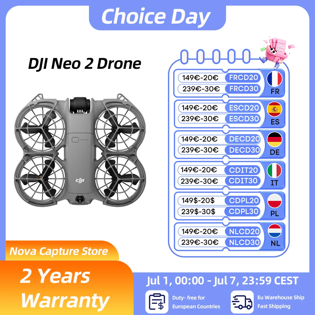 Dron DJI Neo2 con Cámara 4K, Video Estabilizado, 151g, Ligero y Portátil, Protector de Hélices de Cobertura Total… — oferta en AliExpress