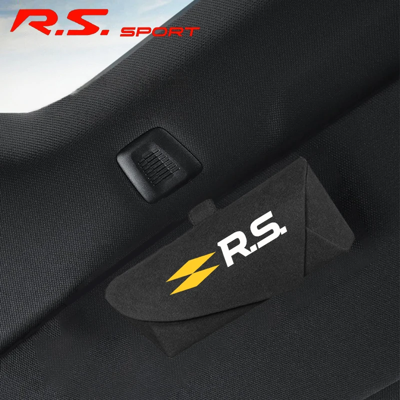 Car Sunglasses Holder Leather Glasses Case Storage Box Suede Leather For Renault RS RSsport Clio Megane Scenic laguna Logan Car