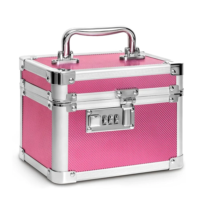 

Small Cosmetic Case Portable Aluminum Alloy Storage Box Medication Combination Lock Boxes with Code Multifunction 7.1"x5.1"x5.3"