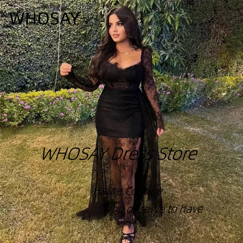 

Индивидуальные кружевные платья WHOSAY для выпускного вечера с длинными рукавами и квадратным вырезом, коктейльные платья для женщин, сексуальные вечерние наряды, свадебные платья