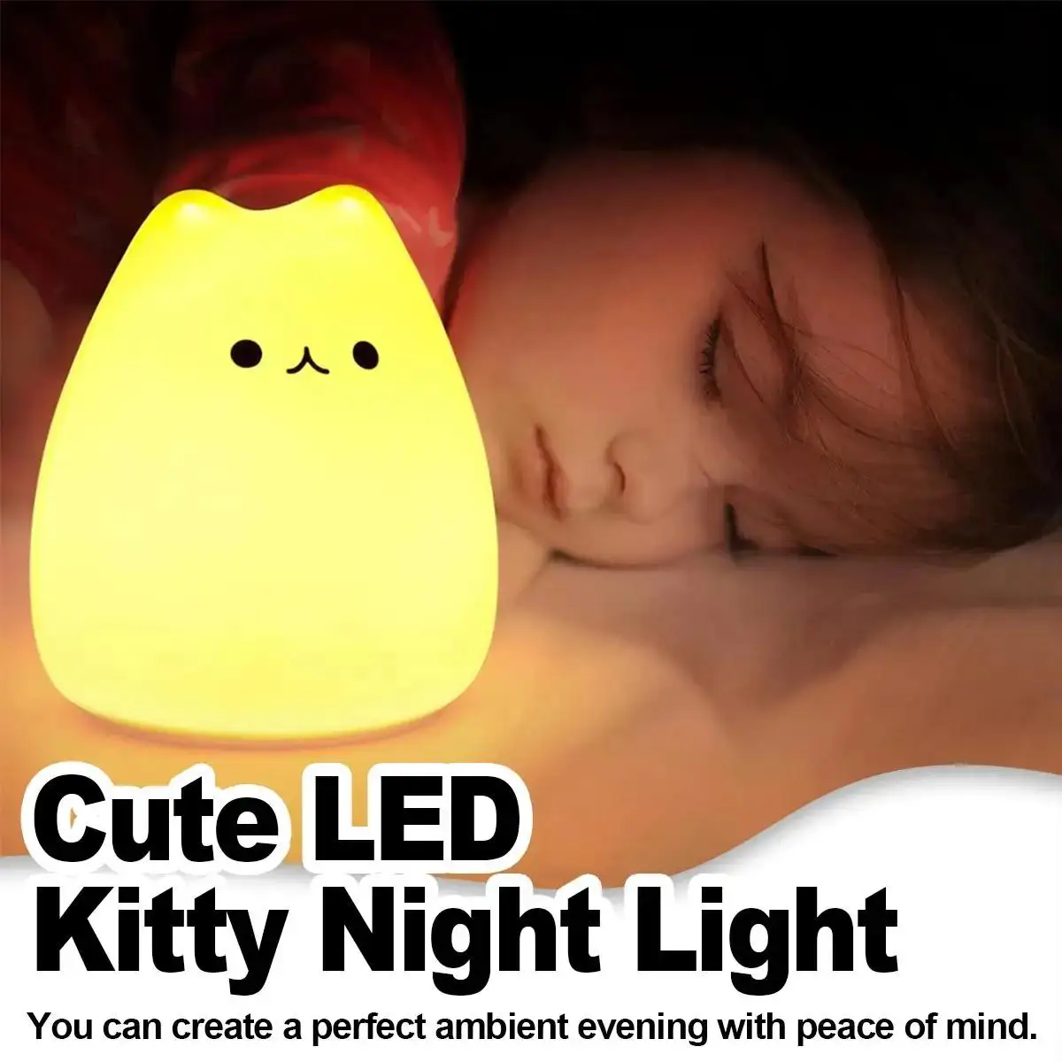 

7 Colors Led Night Light Indoor Sensor Rgb Bedroom Kids Sleeping Soft Silicone Kid Cute Cartoon Cat Lamp For Lights Room Silicon