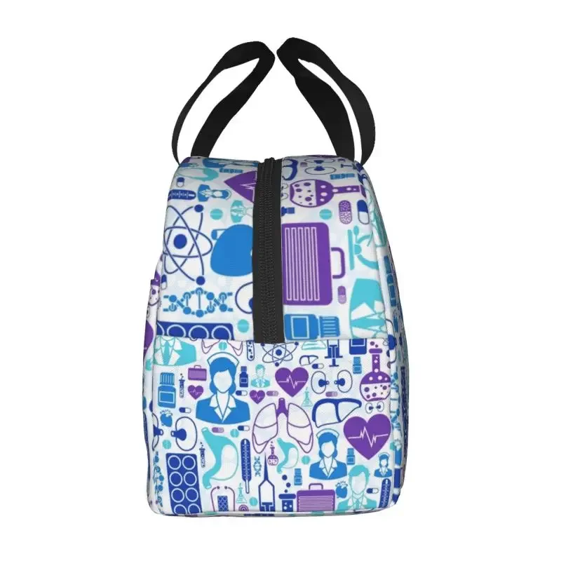 Cartoon Doctors Nurse Insulated Lunch Box Portable Warm Cooler Thermal Lunch Bag Kids School Picnic Food Container Tote Bags