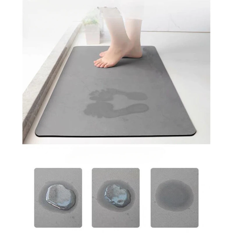 Absorbent Wave Bath Floor Mats, Blue and Fresh Bathroom, Refreshing Curved, Shower Door Pads, Modern Simplicity, Household