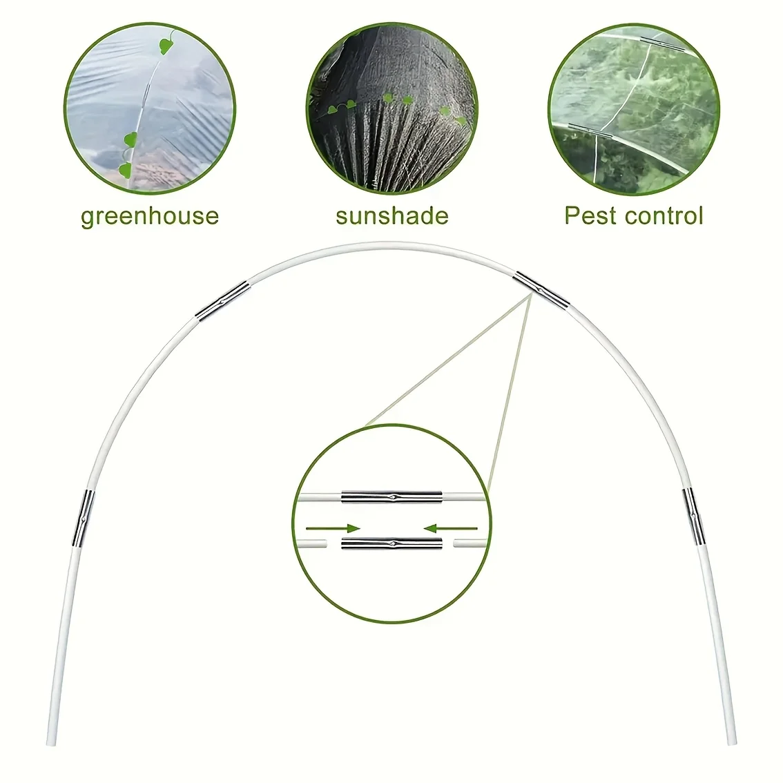 Greenhouse Hoops for DIY or Wider Plant Tunnels, Rust-Resistant Fiberglass Support Hoop Frames for Garden Fabrics, DIY Plant Sup