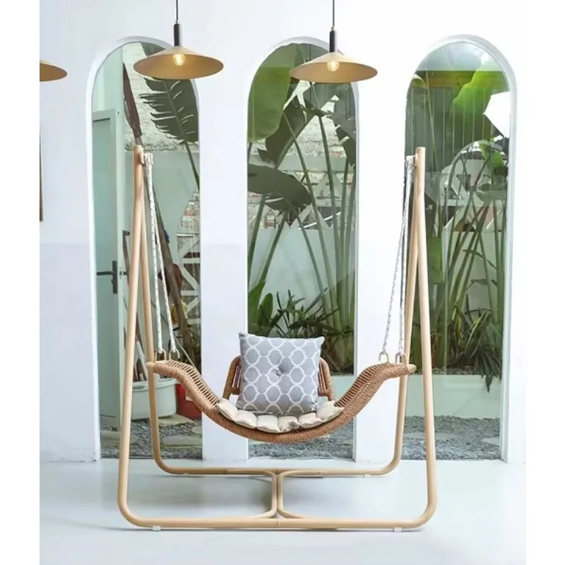 

Leisure Design Outdoor Durable Wood Color Single Seat Hanging Swing Chair