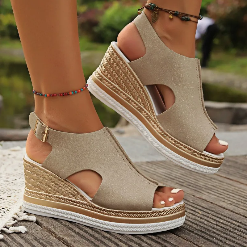 New Woman Platform Wedge Sandals Female Fashion Elegant Ladies Slippers Summer Female Peep Toe High Heels Slides Sandalias Mujer