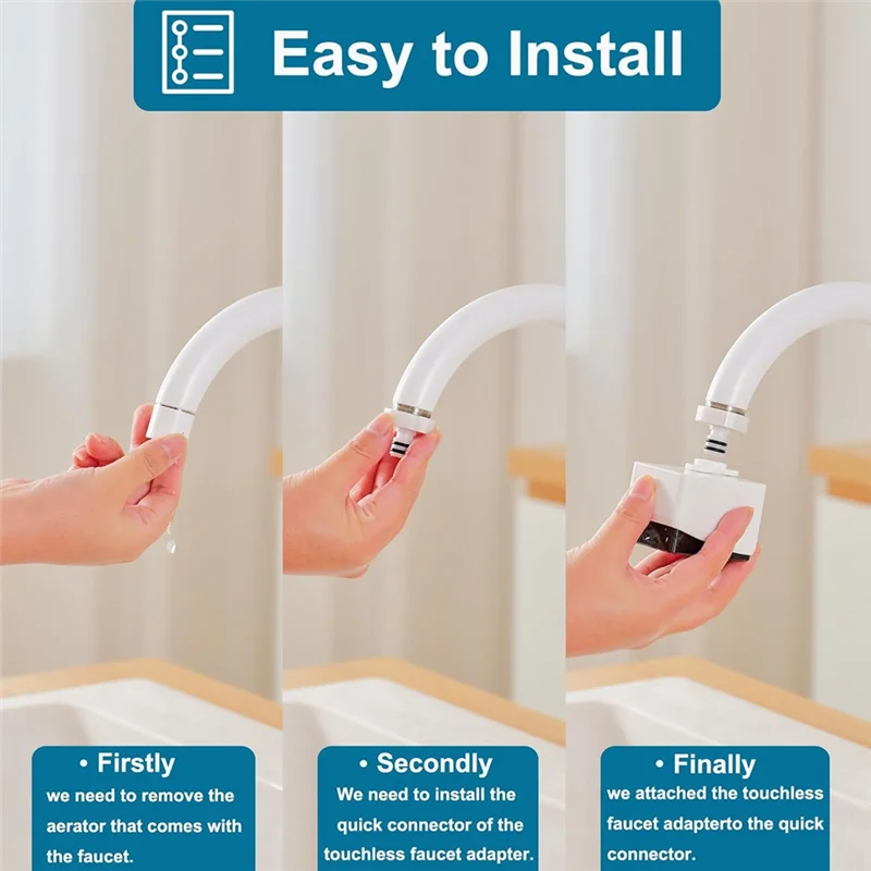 Adattatore per rubinetto Touchless Adattatore sensore di movimento intelligente SR-T01 Adattatore per rubinetto con sensore automatico per rubinetto da cucina e bagno-AT64