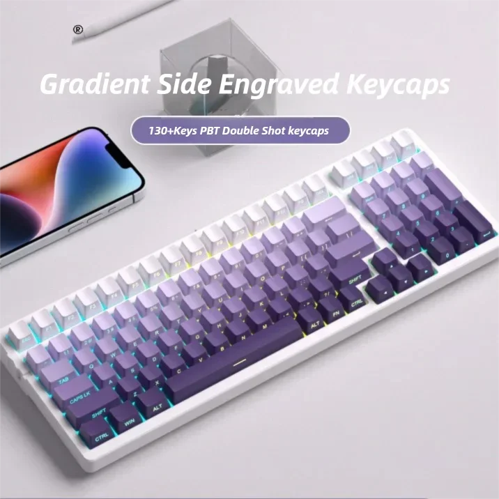 

Gradient Keycaps ISO Enter RGB Backlit PBT Double Shot Keycap For MX Switch Gaming Mechanical Keyboard Side Printed Key Caps DIY