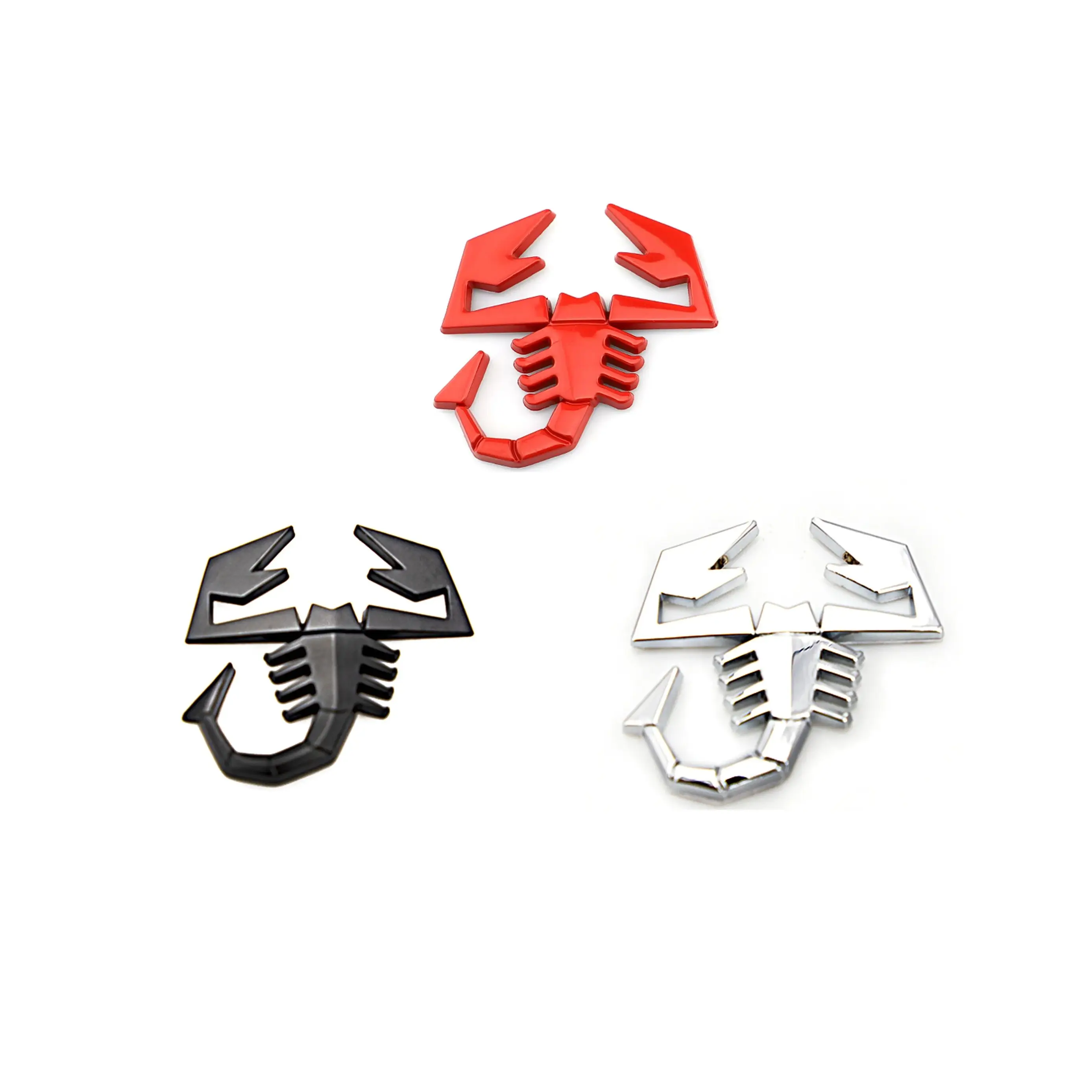 2 PCS 3D Scorpion Emblem Badge Car Side/Rear/Front Decorations Metal Sticker Decals Logo (Red)