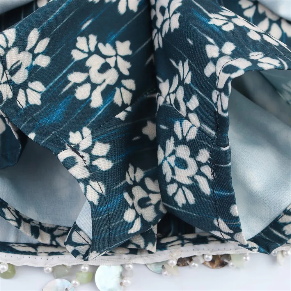 Temperamento feminino frisado impresso cintura alta saia casual calças verão nova moda versátil saia plissada