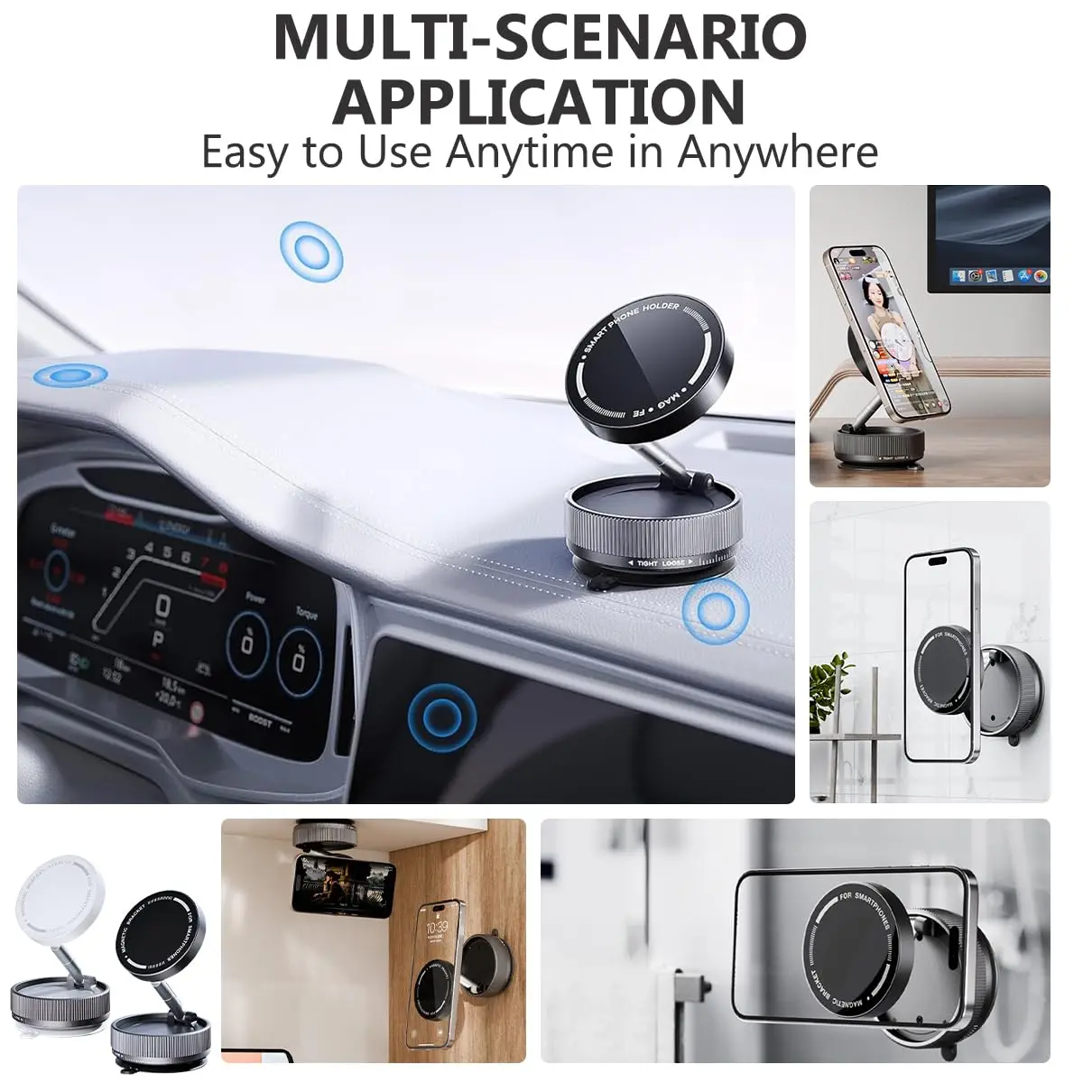 Nuevo 360 °   Soporte giratorio para teléfono con ventosa para coche, soporte magnético, adsorción tecnológica negra, soporte Universal para teléfono inteligente para coche
