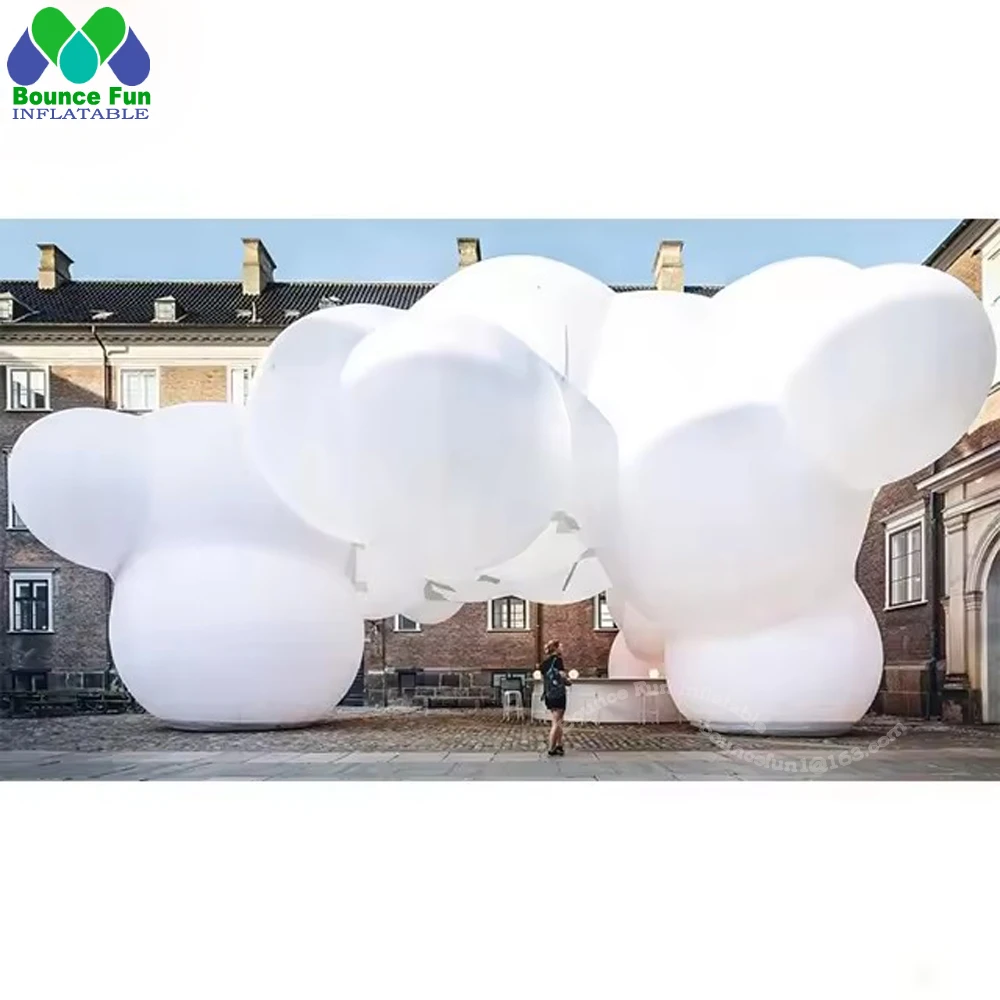 Custom Inflatable Cloud Balloon Decoration For Ceiling Giant 8m 10m Inflatable Cloud Art Exhibition