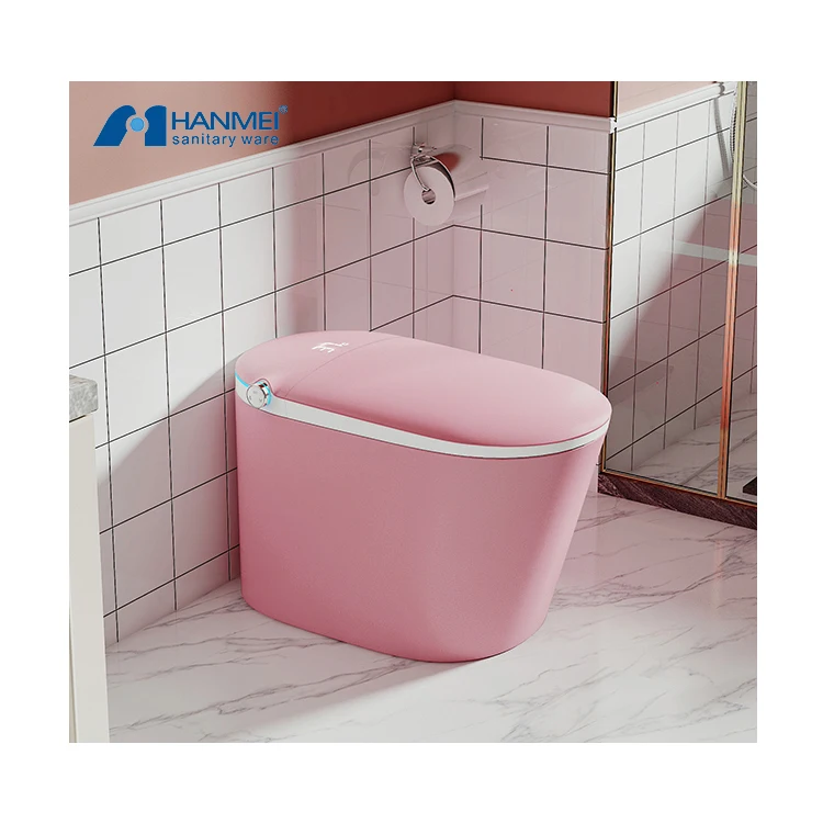 

Умный унитаз Pink Cyclone с функцией смыва, дистанционным управлением, напольным монтажом, удлиненной S-образной чашей, интеллектуальным подогревом сиденья