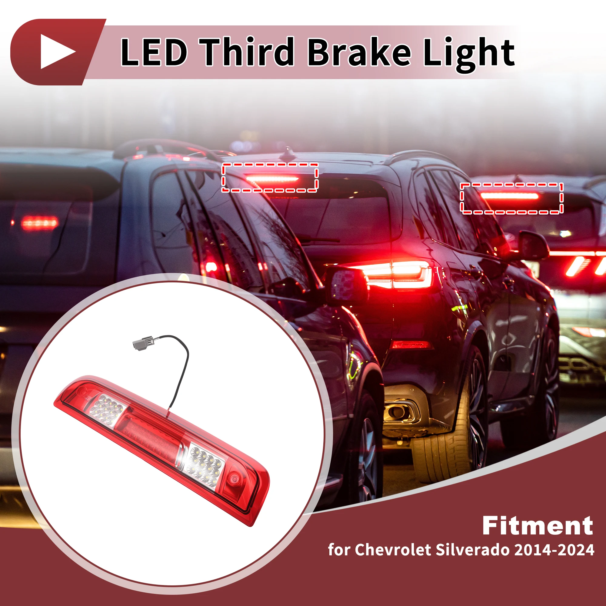 UXCELL High Mounted LED Third Brake Light for Chevrolet Silverado 2014-2024 23509162