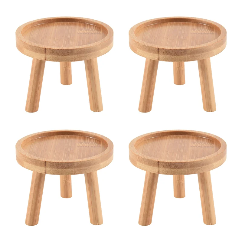 AT63-4X نبات خشبي حامل اناء للزهور قاعدة حامل البراز مقعد مرتفع شرفة عصاري زهرة مستديرة الجرف للداخلية في الهواء الطلق #1