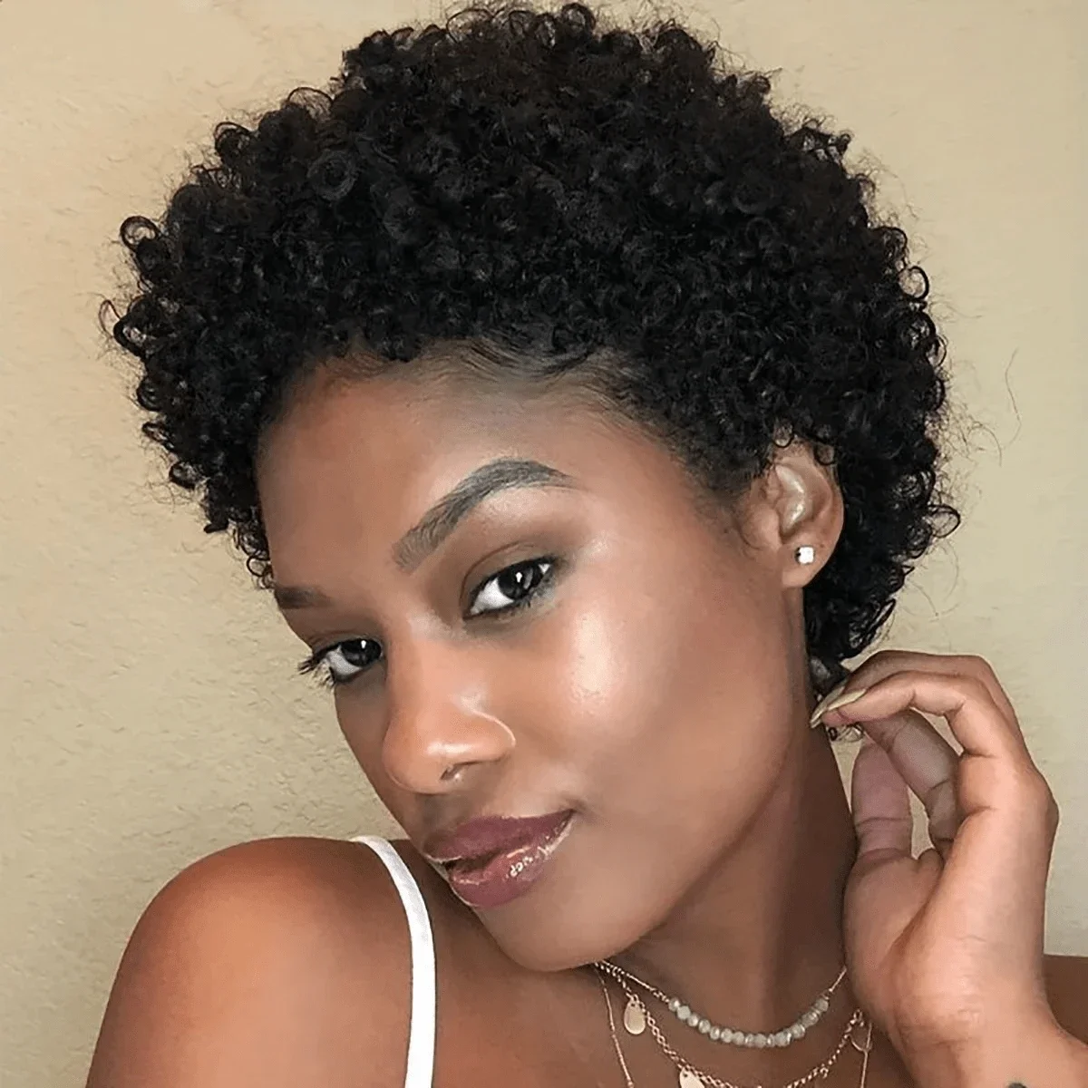 Perruques Cheveux Humains Coupe Pixie Court, Afro Crépu Cheveux Bouclés, Noir Naturel Pour Femmes, Perruques Brésiliennes Jerry Curly Bob, Perruques Complètes