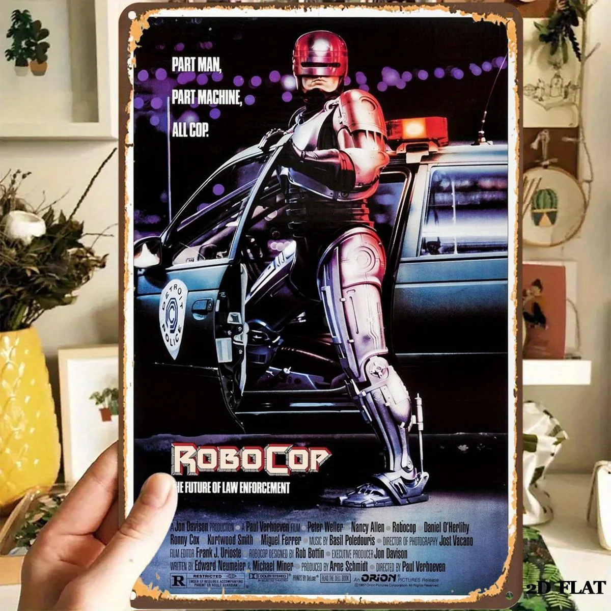 RoboCop Movie Poster Wall Art Decor - Vintage Retro Tin Sign , Durable Metal with Pre-Drilled Holes, Portable  Design for Home