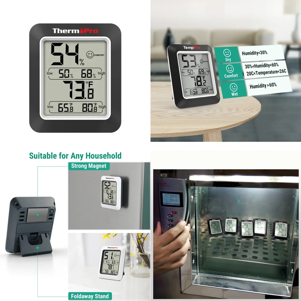 

Other electronic thermometersDigital Hygrometer Thermometer Indoor Room Temperature and Humidity Monitor with Large LCD Display