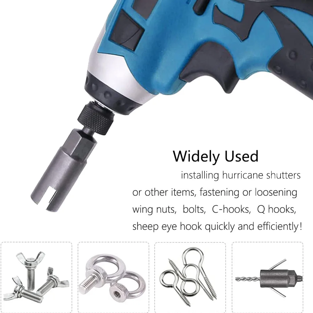 

N08R 5 PCS Power Wing Nut Driver Nut Driver Set With 1/4 Inch Hex Shank Slot Wing Nuts Drill Bit Socket Wrenches Tools Set For P