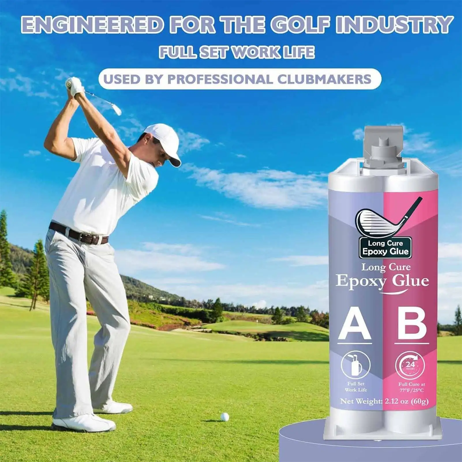 70g Golf Epoxy Shaft Repair Loose Putter Head Bonding Fix Adhesive Golf Epoxy Repair Glue,High Impact Waterproof AB Adhesive