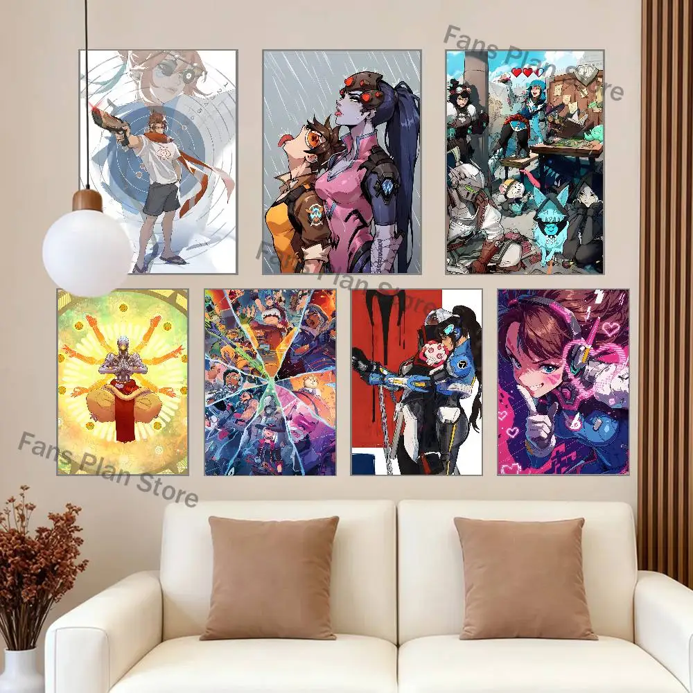 O-Overwatch Poster High Quality Dorm Living Room Aesthetic Wall Decoration Painting Stickers Gift