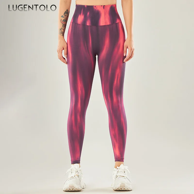 Frauen Sport Leggings Turnhose Stretch Tie-Dye hohe Taille dünn sexy Hüftlift Yoga Outdoor Joggen schnell trocknen Trainings kleidung