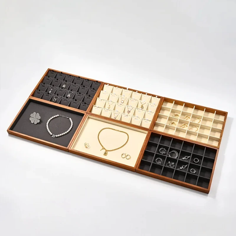 Multifunctional Solid Wood Storage Box Ring Necklace Bracelet Display Tray High-End Product