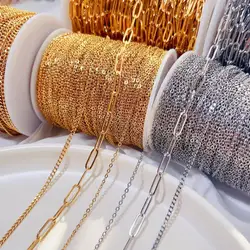 2Meters Stainless Steel Jewelry Accessories Chains No Fade Gold Color Chain Necklace Bracelet Conponents Supplies for jewelry