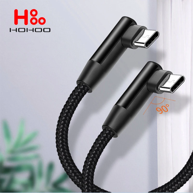 PD 100W USB C Cable 90 Degree For Huawei Xiaomi Realme Hoco Fast Charging Type C Bend Wire For iPhone 15 Pro Max Fast Data Cord