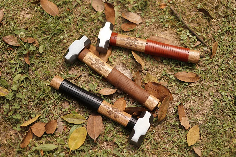 Polished hammer cowhide handle nail hammer craftsman hammer camping hammer forging outdoor camping