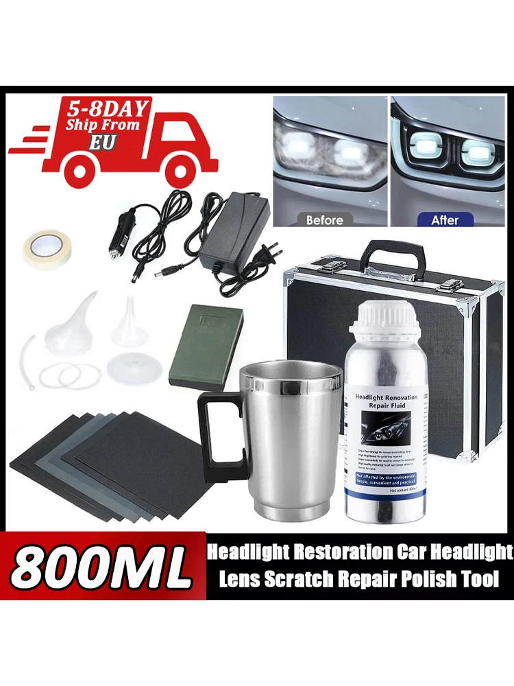 800ML Auto Koplamp Restauratie Kit Auto Koplamp Chemische Polijsten Kit Koplampen Vloeibaar Polymeer Reparatie Vloeistof Kras Remover - afbeelding 2